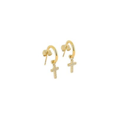 Mini boucles d’oreilles Zag en acier doré et oxyde de zirconium