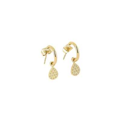Mini boucles d’oreilles Zag en acier doré et oxyde de zirconium