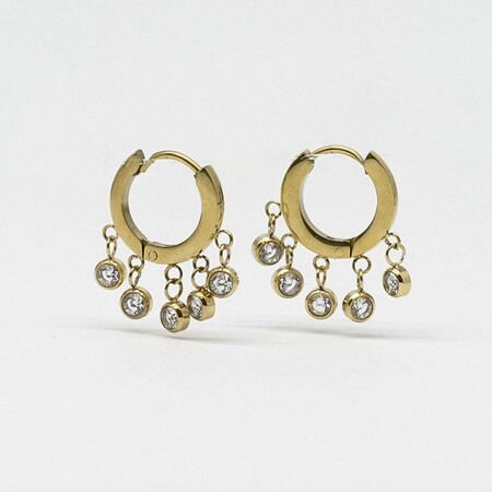 Boucles d'oreilles ZAG en acier doré et oxydes de zirconium