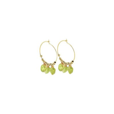 Boucles d'oreilles Zag en acier doré et péridot