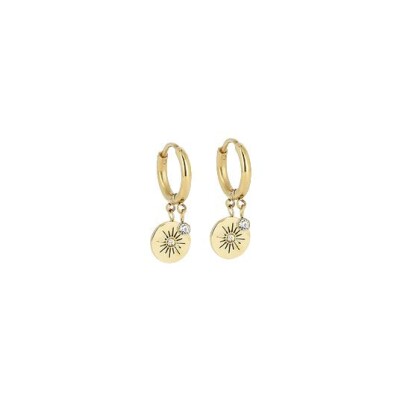 Mini boucles d’oreilles Zag en acier doré et oxyde de zirconium