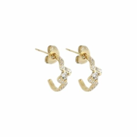 Boucles d'oreilles créoles Zag en acier doré et oxydes de zirconium