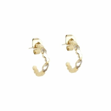 Boucles d'oreilles créoles Zag en acier doré et oxydes de zirconium