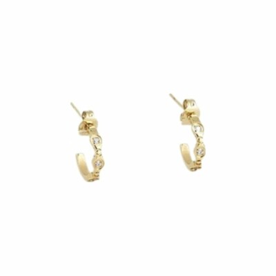 Boucles d'oreilles créoles Zag en acier doré et oxydes de zirconium