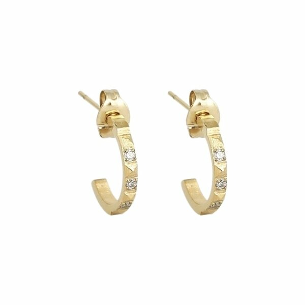 Boucles d'oreilles créoles Zag en acier doré et oxydes de zirconium