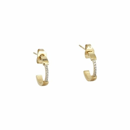 Boucles d'oreilles créoles Zag en acier doré et oxydes de zirconium