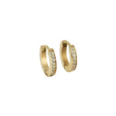 Mini boucles d’oreilles Zag en acier doré et oxyde de zirconium