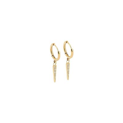Mini boucles d’oreilles Zag en acier doré et oxyde de zirconium