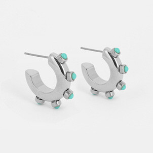 Boucles d'oreilles ZAG en acier et turquoise