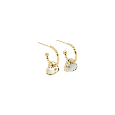 Boucles d'oreilles Zag Lydia en acier doré et oxyde de zirconium