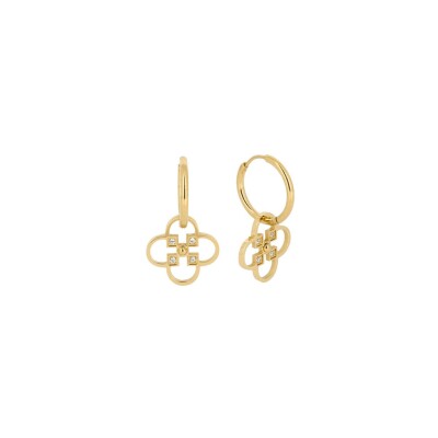 Boucles d'oreilles Zag Rosie en acier doré et oxyde de zirconium