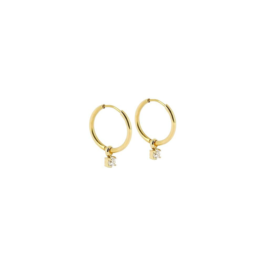 Boucles d'oreilles créoles ZAG Shinny en acier doré et oxydes de zirconium