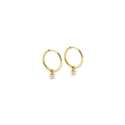 Boucles d'oreilles créoles ZAG Shinny en acier doré et oxydes de zirconium