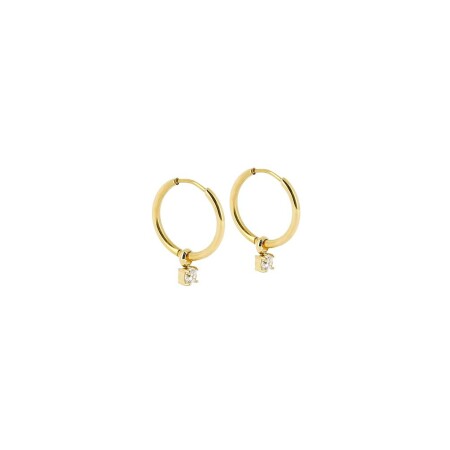 Boucles d'oreilles créoles ZAG Shinny en acier doré et oxydes de zirconium