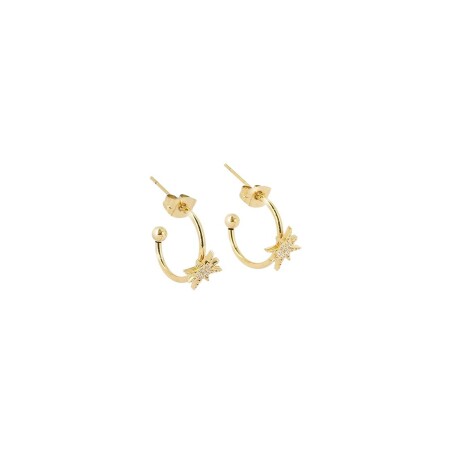 Boucles d'oreilles créoles ZAG Copernic en acier doré et oxydes de zirconium