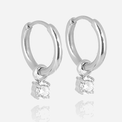 Boucles d'oreilles pendantes ZAG en acier et oxydes de zirconium