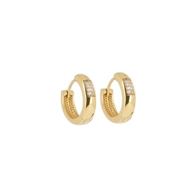Boucle d'oreille Zag en acier doré et zircon