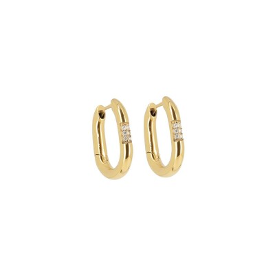 Créoles Zag en acier doré et oxyde de zirconium