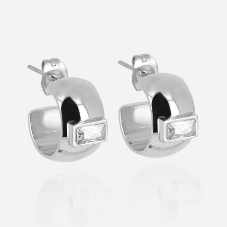 Boucles d'oreilles ZAG en acier et oxydes de zirconium