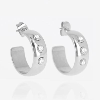 Boucles d'oreilles ZAG en acier et oxydes de zirconium