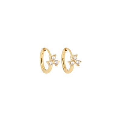 Mini boucles d’oreilles Zag en acier doré et oxyde de zirconium