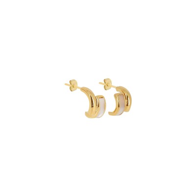 Mini boucles d’oreilles Zag en acier doré et nacre