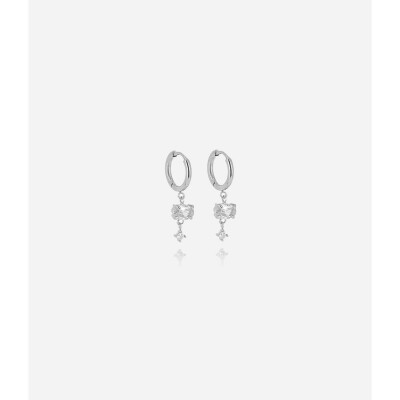 Boucles d'oreilles Zag en acier et oxyde de zirconium
