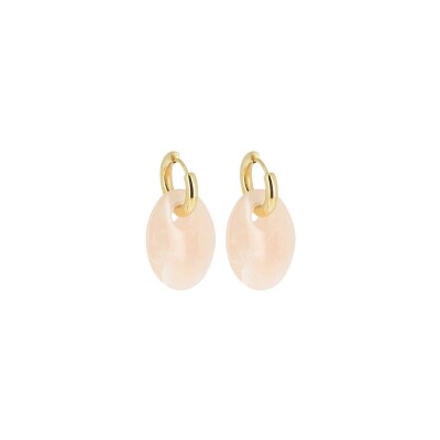 Créoles Zag en acier doré et résine rose