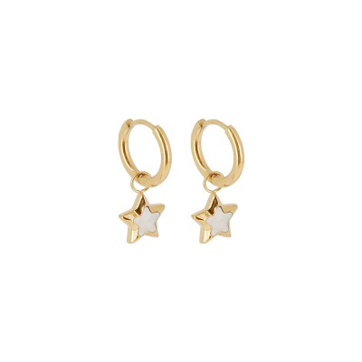 Mini boucles d’oreilles Zag en acier doré et nacre