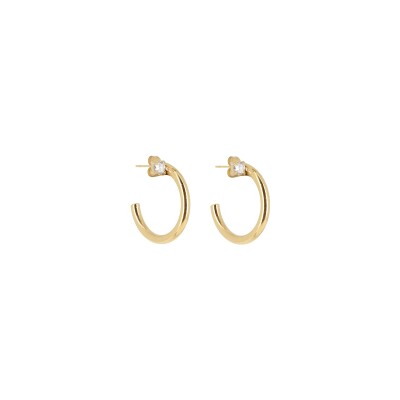 Créoles Zag en acier doré et oxyde de zirconium