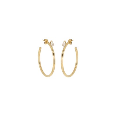 Créoles Zag en acier doré et oxyde de zirconium