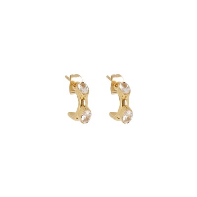 Boucles d'oreilles Zag Boat en acier doré et oxyde de zirconium