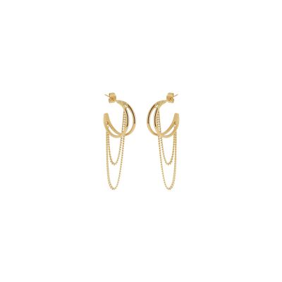 Boucles d'oreilles Zag Nereal  en acier doré