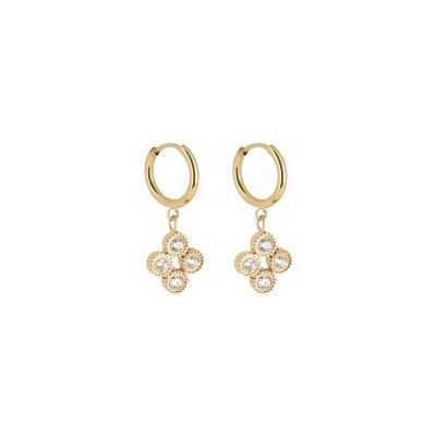 Boucles d'oreilles Zag Candela  en acier doré et oxyde de zirconium