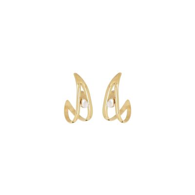 Boucles d'oreilles Zag Nuxis  en acier doré et nacre