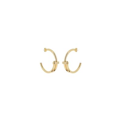 Boucles d'oreilles Zag Narcao  en acier doré et oxyde de zirconium