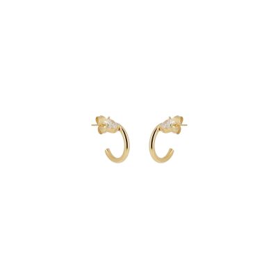 Boucles d'oreilles Zag Laureto  en acier doré et oxyde de zirconium