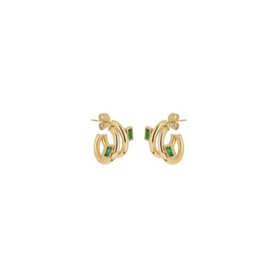 Boucles d'oreilles Zag Fasano  en acier doré et oxyde de zirconium