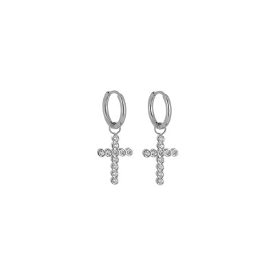 Boucles d'oreilles Zag Capizzi en acier et oxyde de zirconium