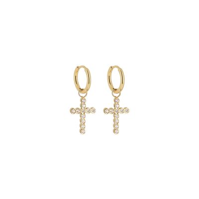 Boucles d'oreilles Zag Capizzi  en acier doré et oxyde de zirconium