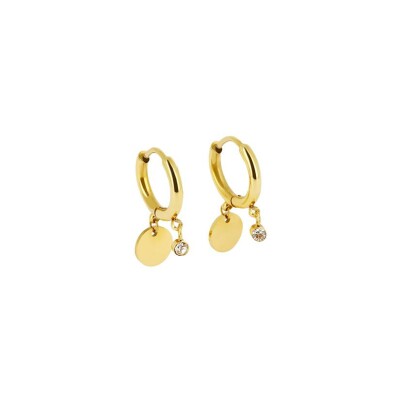 Mini boucles d’oreilles Zag en acier doré et cristal