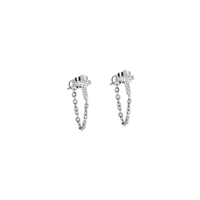 Boucles d'oreilles Zag Evangelista en acier et oxyde de zirconium