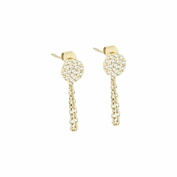 Boucles d'oreilles Zag en acier doré et oxydes de zirconium