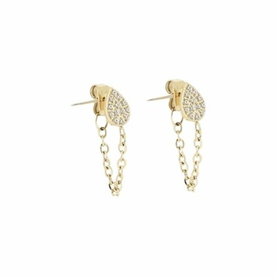 Boucles d'oreilles Zag en acier doré et oxydes de zirconium