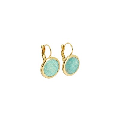 Boucles d'oreilles ZAG Pearly en acier doré et amazonite