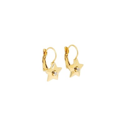 Boucles d'oreilles dormeuses Zag en acier doré et oxyde de zirconium