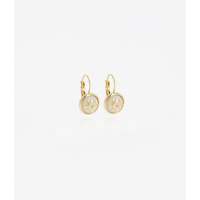 Boucles d'oreilles Zag en acier doré et oxyde de zirconium