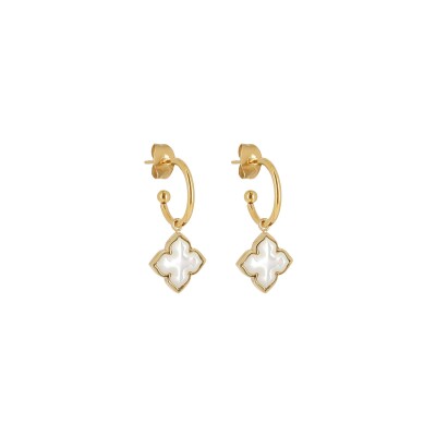 Boucles d'oreilles Zag en acier doré et nacre