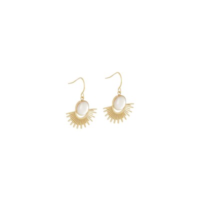 Boucles d'oreilles dormeuses Zag en acier doré et nacre