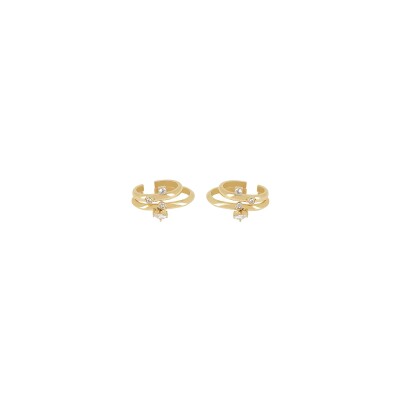 Boucles d'oreilles Zag earcuff Campi  en acier doré et oxyde de zirconium